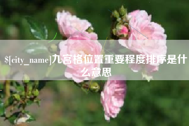 德宏九宫格位置重要程度排序是什么意思