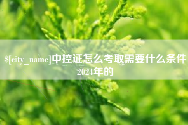 德宏中控证怎么考取需要什么条件2024年的